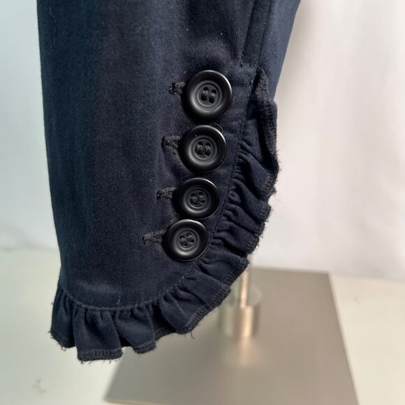 INC Black Ruffle Trim Button-Up Jacket With Puff Sleeves Size Large - Picture 6 of 8